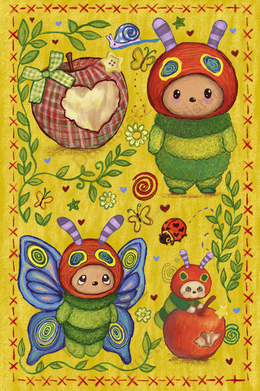 Hungry calico caterpiller print