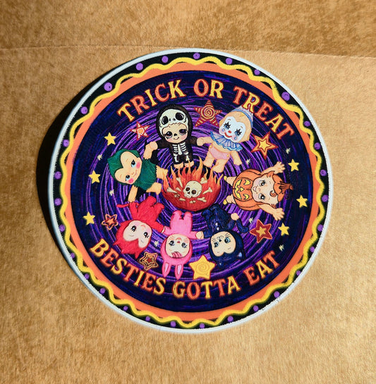 🌀🍬 Trick or Treat – Besties Gotta Eat Sticker 🎃💀