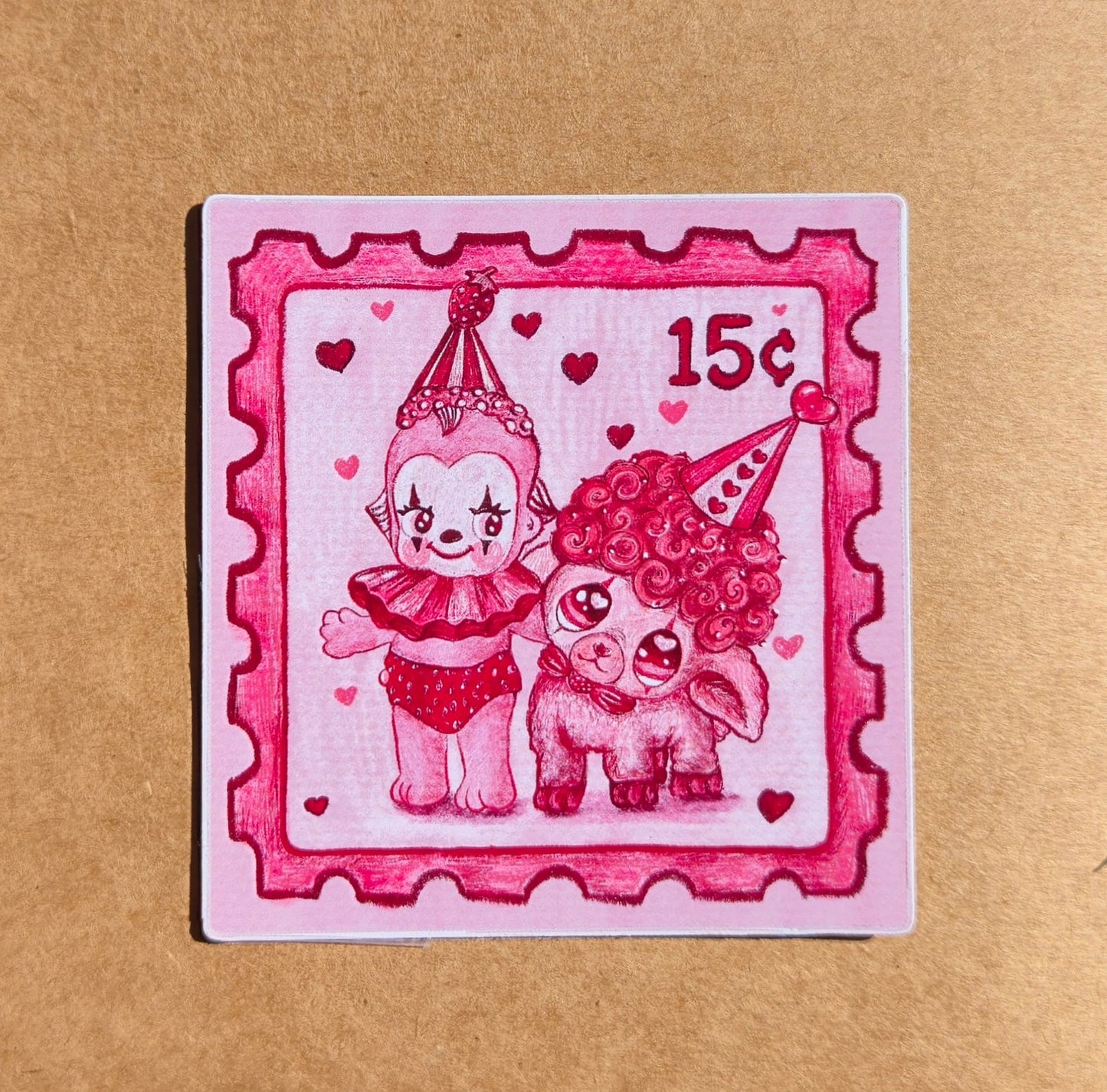 🍓💌 Kewpie & Strawberry Lamb Stamp Sticker 💌🍓