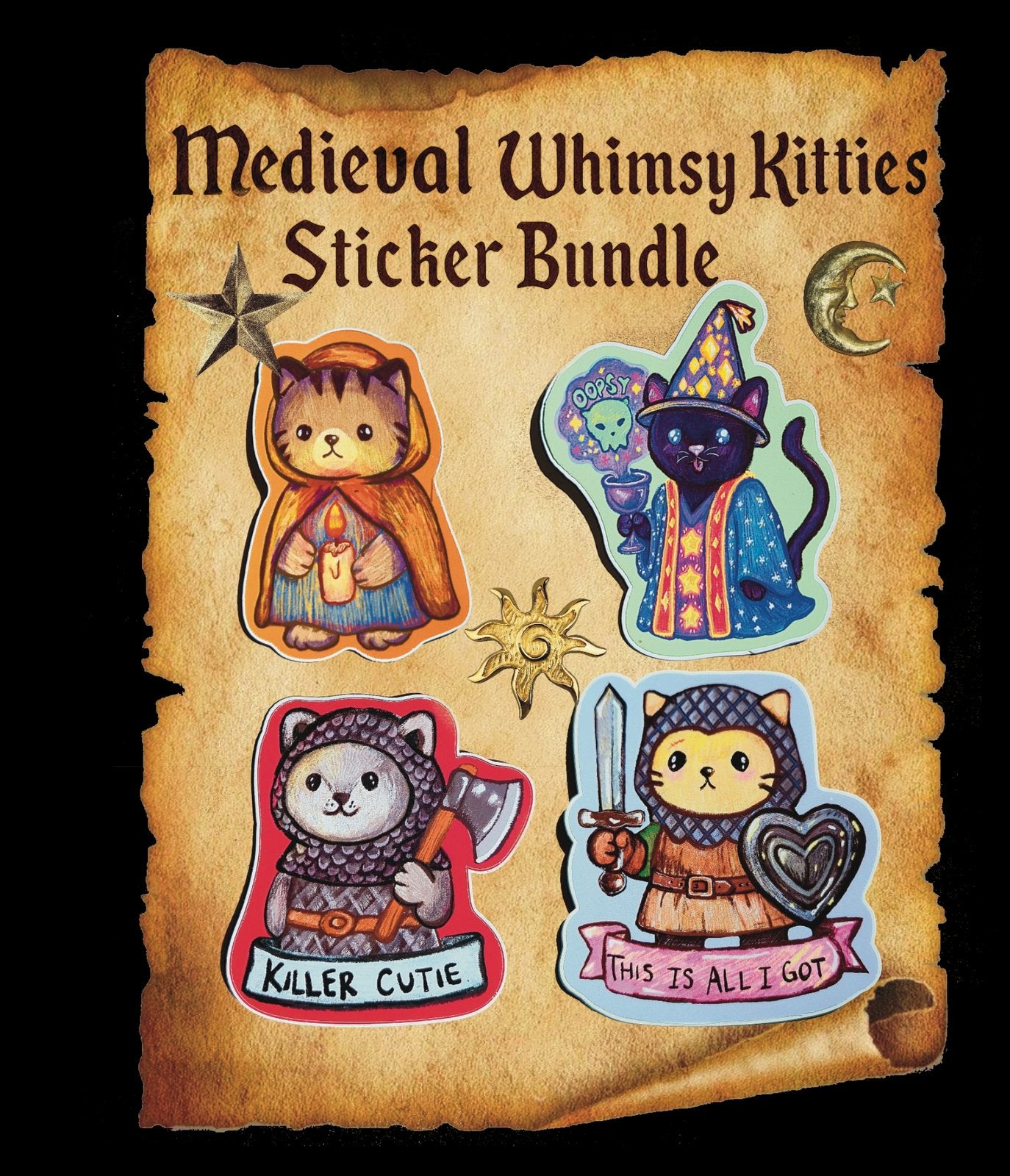 MEDIEVAL whimsy Kitty Sticker Bundle 