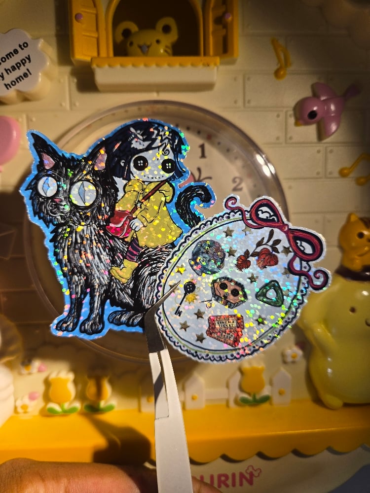 CORALINE KITTY AND  TRINKET FRAME Stickers