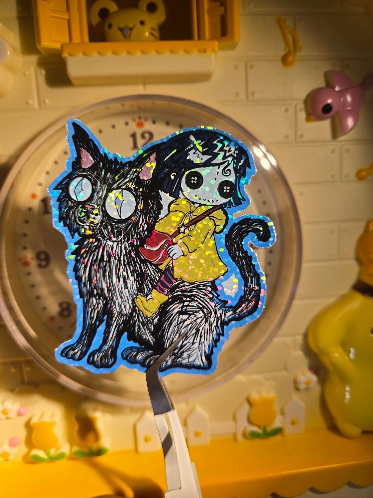 CORALINE KITTY AND  TRINKET FRAME Stickers