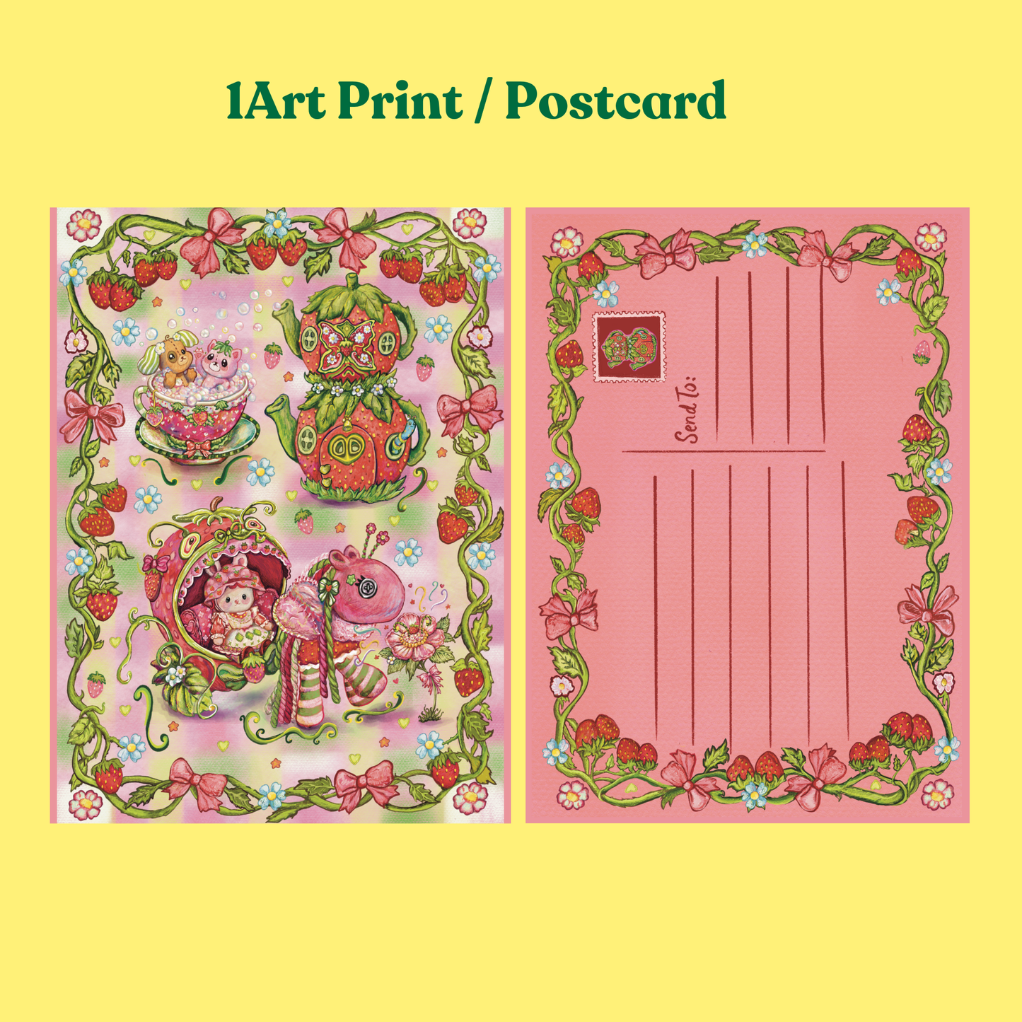 Strawberry tea garden Postcard!